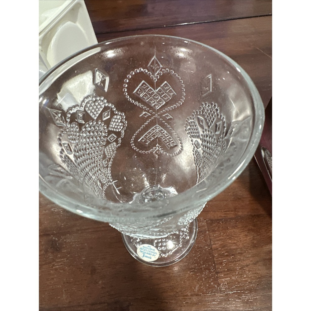 NIB Vintage Avon Heart and Diamond Fostoria Glass Loving Cup Candle Holder 1978‎ - Picture 4 of 4